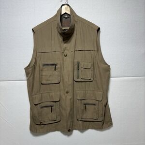 Utility Vest Fishing Hiking Outdoors Tan Micro Suede Finish Pockets 3XL